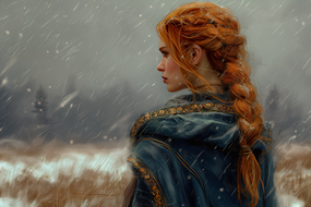 冬季风雪交加北欧维京人美女图片